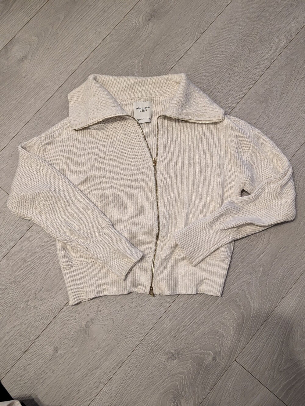 Abercrombie | Cream Zip-Up Ribbed Sweater